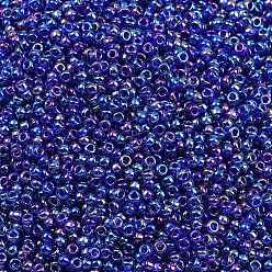 (RR177) Transparent Cobalt AB Миюки круглые бусины рокайль, японский бисер, 11/0, (rr177) прозрачный кобальт ab, 2x1.3 мм, отверстие : 0.8 мм, Около 50000 шт / фунт