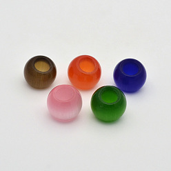 Couleur Mélangete Rondelle perles oeil de chat, Perles avec un grand trou   , couleur mixte, 14x12mm, Trou: 6mm
