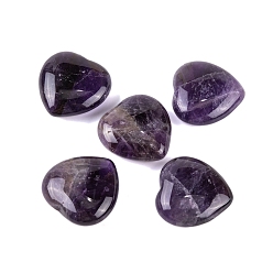 Amethyst Natural Amethyst Healing Stones, Heart Love Stones, Pocket Palm Stones for Reiki Ealancing, 30x30x11.5~12.5mm