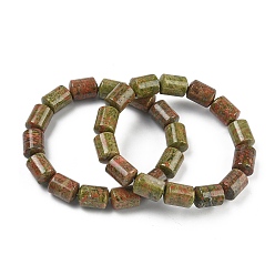 Унакит Колонна натуральный унакит бусины эластичные браслеты для женщин мужчин, внутренний диаметр: 2.17 дюйм (5.5 см)