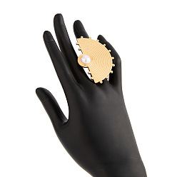 Золотой Кольца из сплава, с имитацией жемчуга, полукруглый, золотые, внутренний диаметр: 18 мм