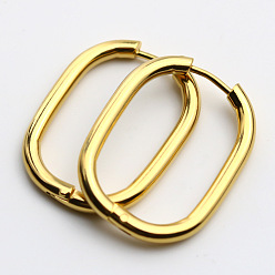 JDE201253-2-G Stainless Steel Geometric Oval Hoop Earrings for Women - Versatile Metal Style