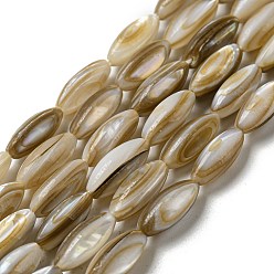 Dark Goldenrod Natural Freshwater Shell Beads Strands, Rice, Dark Goldenrod, 10~10.5x4~4.5mm, Hole: 0.9mm, about 34~35pcs/strand, 13.98~14.57 inch(35.5~37cm)