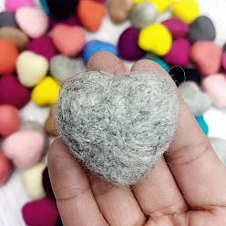 Silver Wool Felt Cabochons, Heart, Silver, 26x30mm