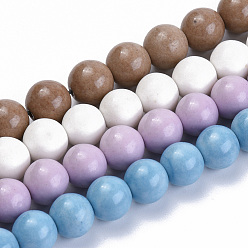 Mixed Color Natural Agate Beads Strands, Dyed, Round, Mixed Color, 8mm, Hole: 1mm, about 55pcs/strand, 15.7 inch