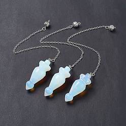 Opalite Opalite Pointed Dowsing Pendulums, with Rack Plating Brass Findings, Cadmium Free & Lead Free, Cone, 232x2.5mm, Hole: 1.2~1.8mm