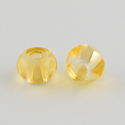 Gold Spray Painted Glass Beads, Large Hole Beads, Rondelle, Gold, 8~9x5.5mm, Hole: 3~3.5mm