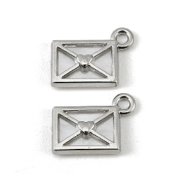 Платина Подвески сплава cmолы, кулон в виде любовного письма, долговечный, стойки покрытие, платина, 15.5x11.5x3 мм, отверстие : 1.8 мм