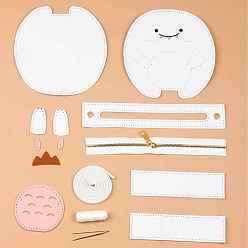 White DIY Dinosaur Purse Making Kits, Including PU Fabric, Bag Handles, Zipper, Needle and Wire, White, 20x18x5cm
