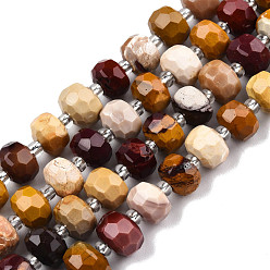 Mookaite Natural Mookaite Beads Strands, with Seed Beads, Faceted, Rondelle, 8x6mm, Hole: 1mm, about 20~22pcs/strand, 7.09 inch(18cm)