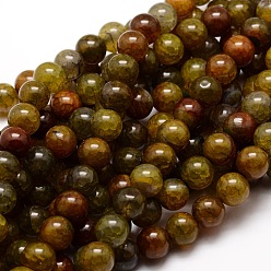 Olive Dyed Natural Agate Round Beads Strands, Olive, 6mm, Hole: 1mm, about 64pcs/strand, 14.7 inch