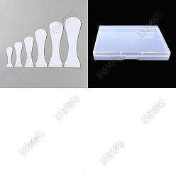 Белый 6 шт. 6 стили акриловая глина клинья доска, для глиняных поделок, искусства, керамики, гончарных инструментов, белые, 80~200x24.5~64x2.5 мм, 1 шт / стиль