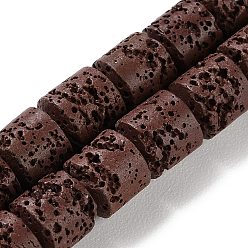 Кокосово-Коричневый Нити синтетических бусин, окрашенных в лавовый камень, баррель, кокосового коричневый, 8~9x8~9 мм, отверстие : 1 мм, около 47 шт / нитка, 15.28'' (38.8 см)