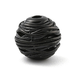 Черный 304 из нержавеющей стали бусы, круглые, чёрные, 10.5x9.5 мм, отверстие : 1.8 мм