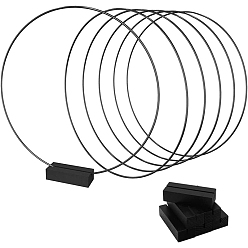 Ring Железные рамки для венков, кольца дисплея, с деревянным основанием, электрофорез черный, кольцо, 300 мм