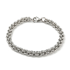Stainless Steel Color 201 Stainless Steel Rope Chain Bracelets, Stainless Steel Color, 9-1/8 inch(23cm)