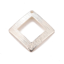 Посеребрённый Подвески из экологически чистой латуни, без свинца и без кадмия, долговечный, , полый ромб, 925 серебро покрытием, 25x25x2 мм, отверстие : 1 мм