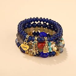 B0256- Blue Vintage Ethnic Style Fashion Jewelry Set - Multiple Pendant Bracelets, Exquisite Hand Chain.