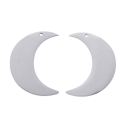 Stainless Steel Color 304 Stainless Steel Pendants, Manual Polishing, Laser Cut, Moon, Crescent, Stainless Steel Color, 33x24.5x0.8mm, Hole: 1.2mm