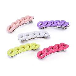 Mixed Color Iron Hair Barrette, with Acrylic Curb Chain, Platinum, Mixed Color, 58.6x13.8x13mm