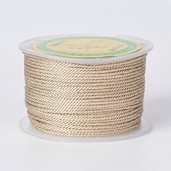Wheat Round Polyester Cords, Milan Cords/Twisted Cords, Wheat, 1.5~2mm, 50yards/roll(150 feet/roll)