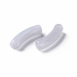 Серебро Двухцветные акриловые бусины, бусы из искусственного камня, изогнутая трубка, серебряные, 19.5~20x5 мм, отверстие : 1.5 мм, Около 1200 шт / 500 г