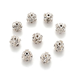 Argent Cuivres clairs perles strass, Grade b, ronde, couleur argent plaqué, 10mm
