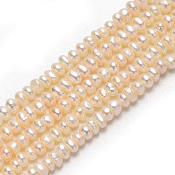 Creamy White Grade AA Natural Cultured Freshwater Pearl Beads Strands, Two Sides Polished, Creamy White, 3~4mm, Hole: 0.8mm,  about 110pcs/strand, 13.6 inch