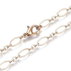 Real 18K Gold Plated Brass Cable Chains Necklace Making, with Lobster Claw Clasps, Real 18K Gold Plated, 23.62 inch(60cm) long, Link 1: 9x4x0.6mm, Link 2: 3.5x3x0.6mm, Jump Ring: 5x1mm