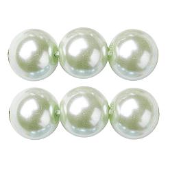 Honeydew Eco-Friendly Dyed Glass Pearl Round Beads Strands, Grade A, Cotton Cord Threaded, Honeydew, 3~3.5mm, Hole: 0.7~1.1mm, about 135pcs/strand, 15 inch