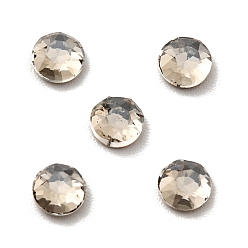 Satin K9 Glass Rhinestone Cabochons, Flat Back & Back Plated, Faceted, Flat Round, Satin, 4x2mm