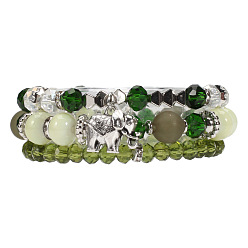 Color 6: Green Bohemian Elephant Pendant Multi-layer Crystal Diamond Bracelet