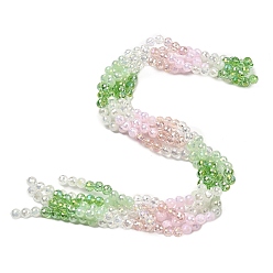 Светло-зеленый Стеклянные бусины с гальваническим покрытием , круглые, граненый(32 граненый), градиент цвета, светло-зеленый, 6 мм, отверстие : 1.2 мм, около 61 шт / нитка, 12.60'' (32 см)