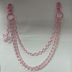 Pink Акриловые бабочки многослойные цепочные ремни для джинсовых брюк, с поворотными застежками из сплава, розовые, 515 мм