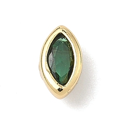 Зеленый Кабошоны из кубического циркония с микропаве из латуни с эффектом «конский глаз», стойки покрытие, долговечный, без свинца и без кадмия, реальный 18 k позолоченный, зелёные, 6.5x4x3 мм