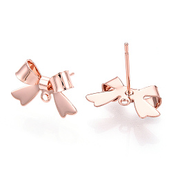 Розовое Золото Изделия из латуни, без никеля , бантом, розовое золото , 11x16 мм, отверстие : 1.2 мм, штифты : 12x0.6 мм