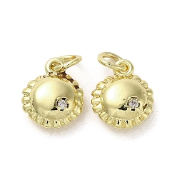 Real 18K Gold Plated Rack Plating Brass & Cubic Zirconia Charms, Lead Free & Cadmium Free, Long-Lasting Plated, Flower Charm, Real 18K Gold Plated, 11x9x4mm, Hole: 3mm