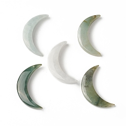 Jade Natural Jade Pendants, Moon Charms, 39x21x6mm, Hole: 1.4mm