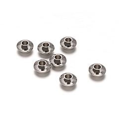 Stainless Steel Color 304 Stainless Steel Spacer Beads, Metal Findings for Jewelry Making Supplies, Saucer Beads, Stainless Steel Color, 6x3mm, Hole: 1.8mm