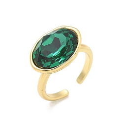 Зеленый Овальные латунные манжеты для женщин, со стеклом, долговечный, стойки покрытие, без свинца и без кадмия, золотые, зелёные, внутренний диаметр: 17 мм