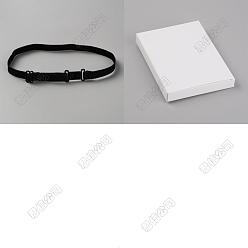 Черный 20шт. эластичная лента для галстуков с застежкой-помпоном, чёрные, 256~445x16.5x5 мм, отверстие : 9x2 мм