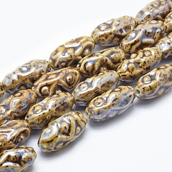 BurlyWood Handmade Eco-Friendly Porcelain Beads, Rice, BurlyWood, 34.5~35x17~18x15~16mm, Hole: 3mm