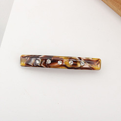 Sienna Rectangle Cellulose Acetate Hair Barrettes, with Rhinestones, for Women Girls, Sienna, 82x12x19mm