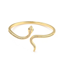 Настоящее золото 18K Браслет-манжета в виде змеи с зеленым кубическим цирконием, латунный открытый браслет для женщин, без свинца и без кадмия, реальный 18 k позолоченный, внутренний диаметр: 2-1/4 дюйм (5.8 см) x 2 дюйм (5 см)