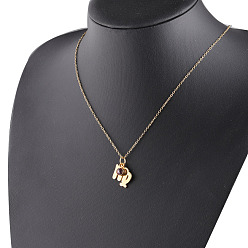 Virgo Rhinestone Constellation Pendant Necklace, Stainless Steel Jewelry for Women, Golden, Virgo, 17.72 inch(45cm)