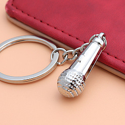 Furniture & Appliances Alloy Pendant Keychain, with Split Key Ring, Microphone Pattern, 10.9cm