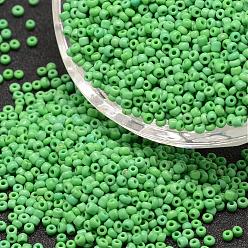 Lime Green 6/0 Glass Seed Beads, Grade A, Round, Opaque Colours, Lime Green, 3.6~4.0mm, Hole: 1.2mm, about 5000pcs/pound
