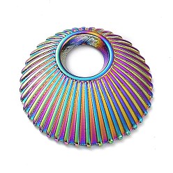 Rainbow Color Ion Plating(IP) 304 Stainless Steel Pendants, Flat Round Charm, Rainbow Color, 25x3mm, Hole: 7mm