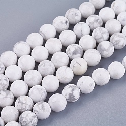Howlite Natural Howlite Beads Strands, Round, 4mm, Hole: 1mm, about 97pcs/strand, 15.7 inch