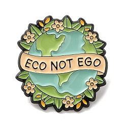 Beige ECO NOT EGO Flower Plant Earth Alloy Enamel Pin Brooch, for Backpack Clothes, Beige, 30x28x1mm